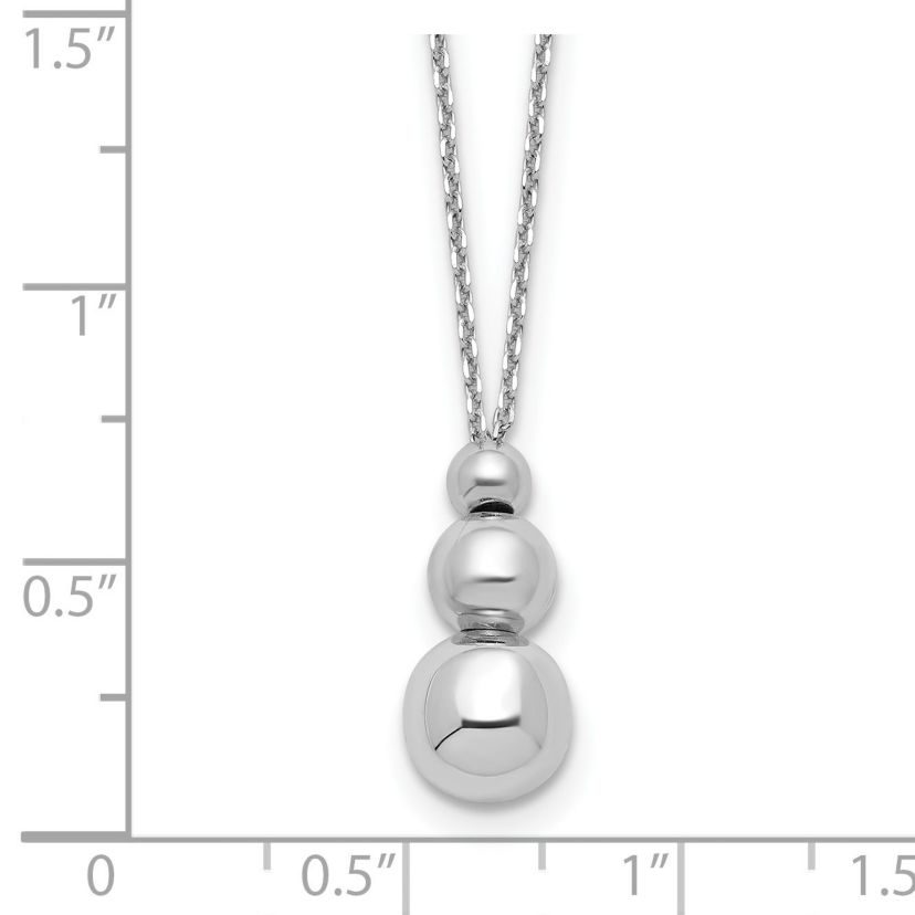 Sterling Silver Rhodium-plated Polished Beads with 1-inch Extension Necklace