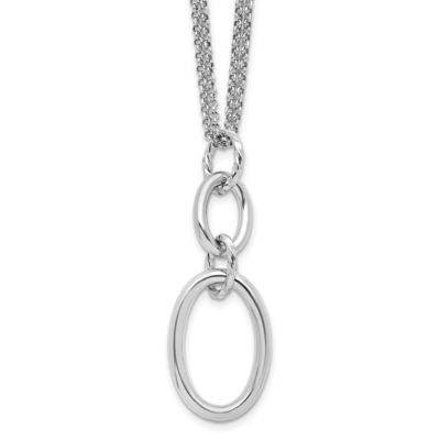 Belk & Co Sterling Silver Rhodium-plated 2-strand Oval with 1.5-inch Extension Necklace, White