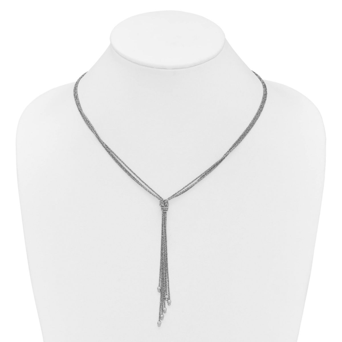 Sterling Silver Rhodium-plated Polished/Diamond-cut Drop with 2" Extender Necklace