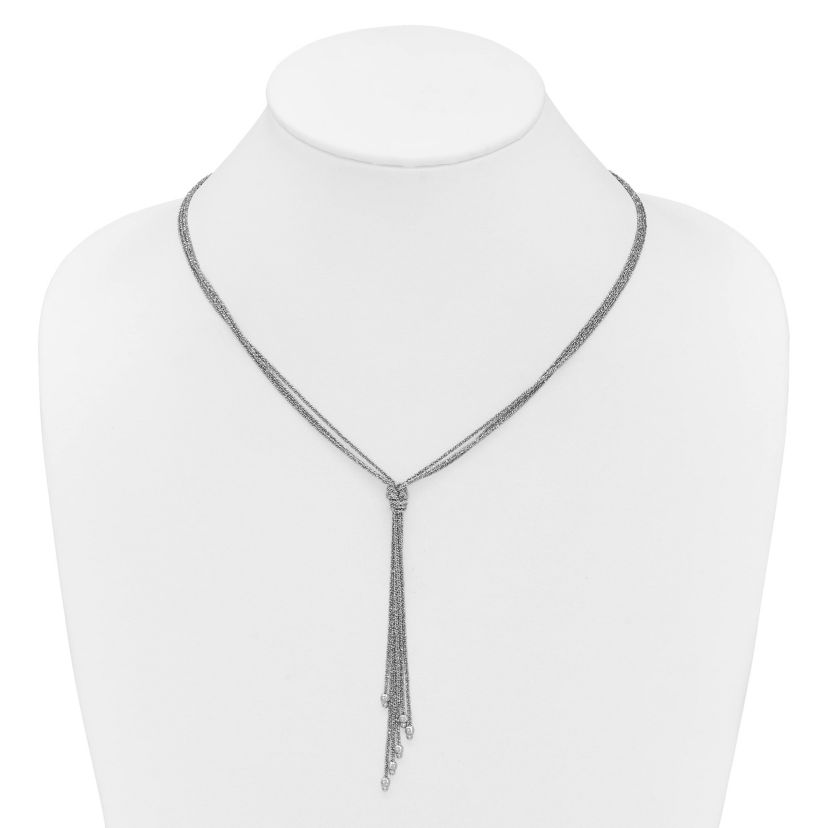 Sterling Silver Rhodium-plated Polished/Diamond-cut Drop with 2" Extender Necklace