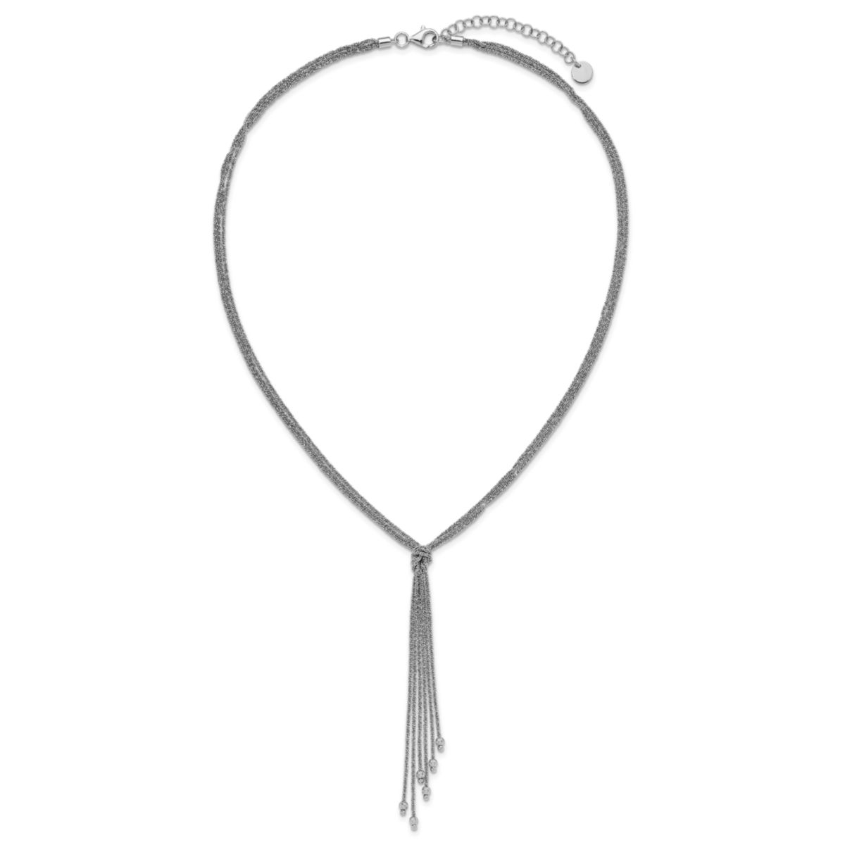 Sterling Silver Rhodium-plated Polished/Diamond-cut Drop with 2" Extender Necklace