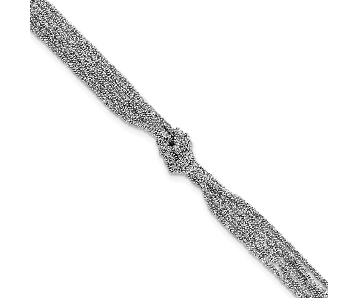 Sterling Silver Rhodium-plated Polished/Diamond-cut Multi-strand with 1" Extender Bracelet