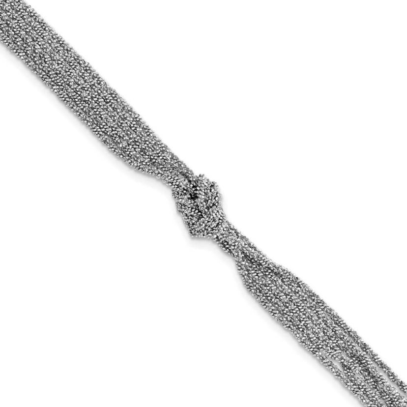 Sterling Silver Rhodium-plated Polished/Diamond-cut Multi-strand with 1" Extender Bracelet