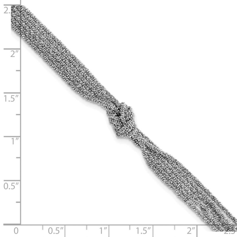 Sterling Silver Rhodium-plated Polished/Diamond-cut Multi-strand with 1" Extender Bracelet