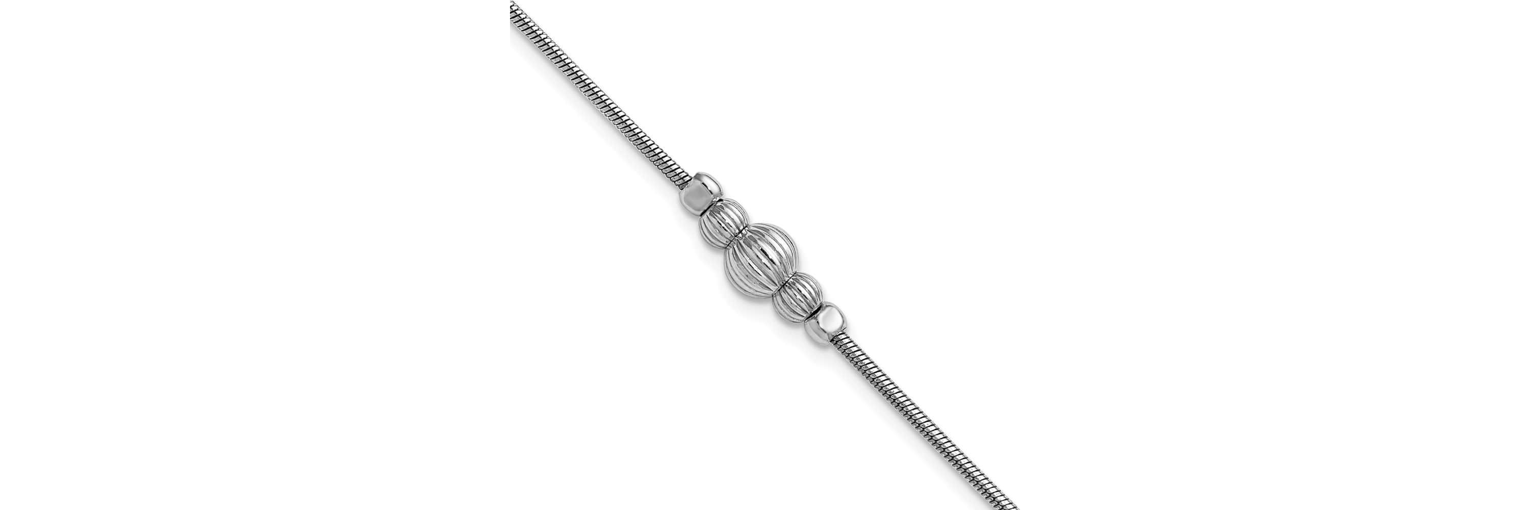 Sterling Silver Rhodium-plated with Beads Bracelet