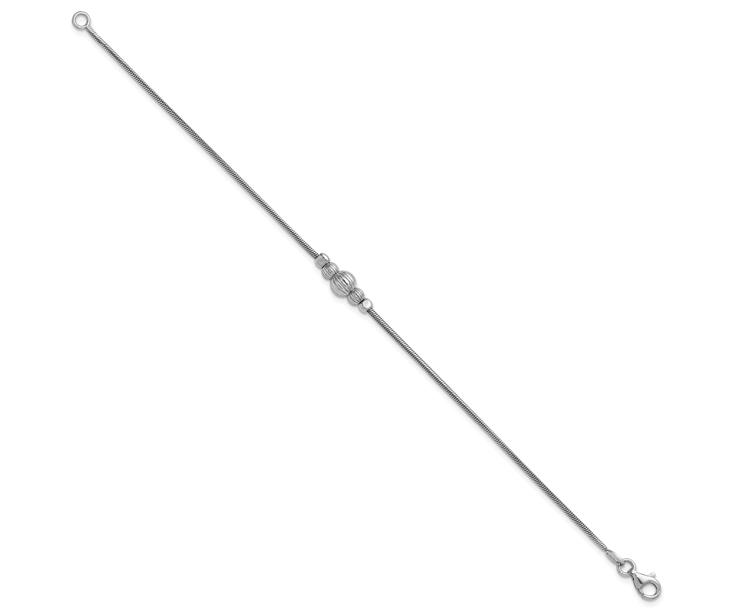 Sterling Silver Rhodium-plated with Beads Bracelet