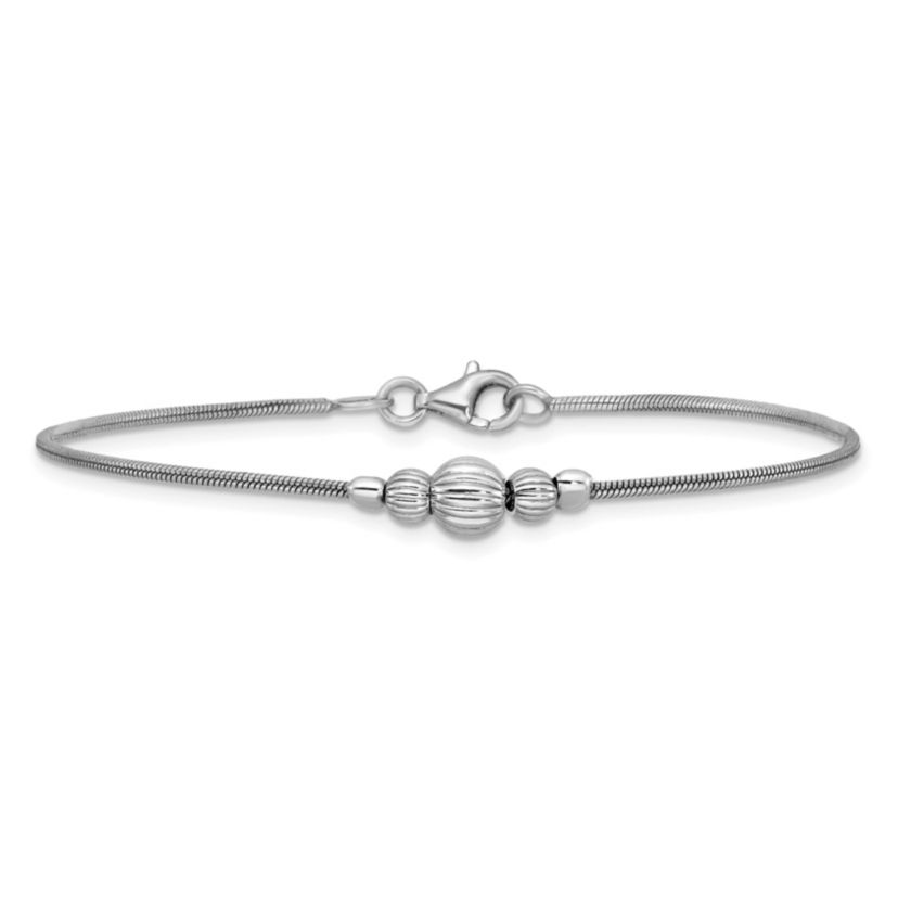 Sterling Silver Rhodium-plated with Beads Bracelet