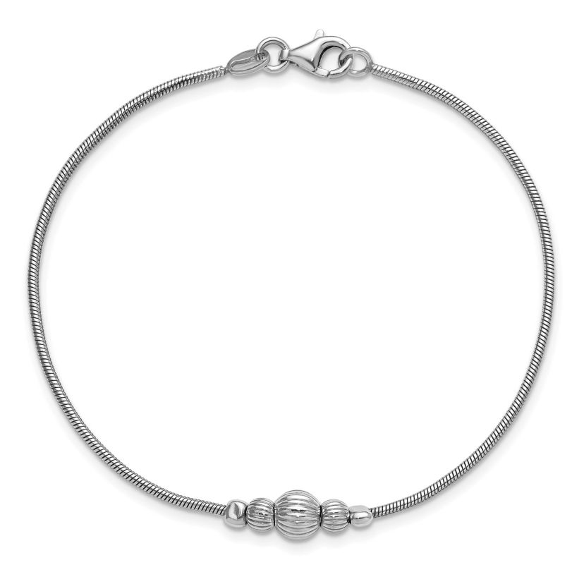 Sterling Silver Rhodium-plated with Beads Bracelet