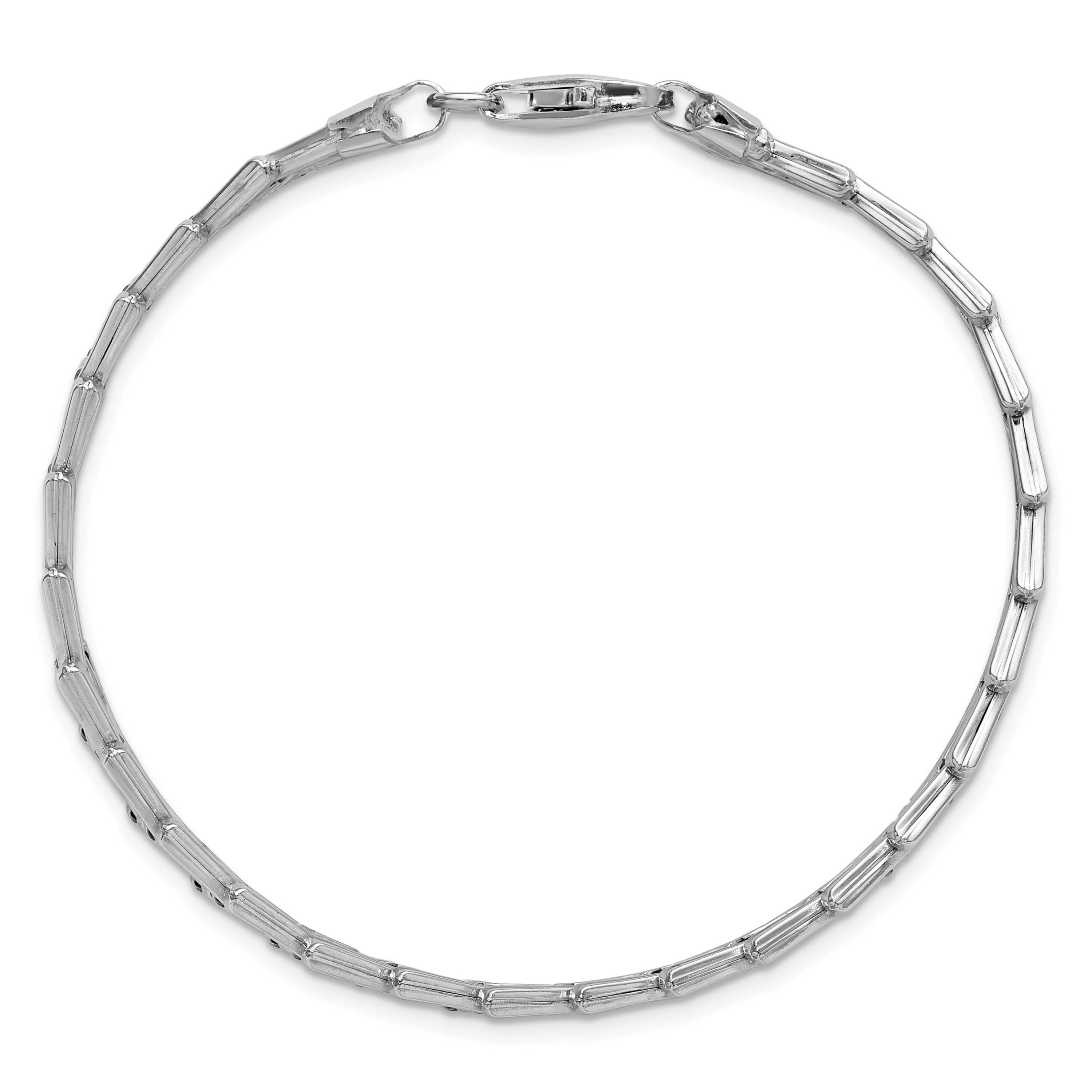 Sterling Silver Rhodium-plated Flat Fancy Link Bracelet