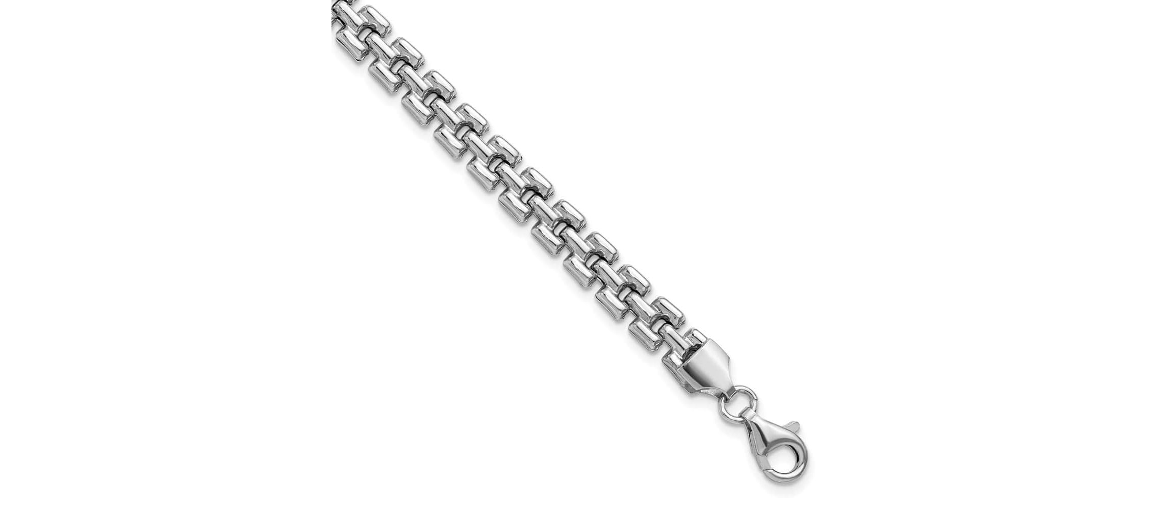 Sterling Silver Rhodium-plated Fancy Link Bracelet