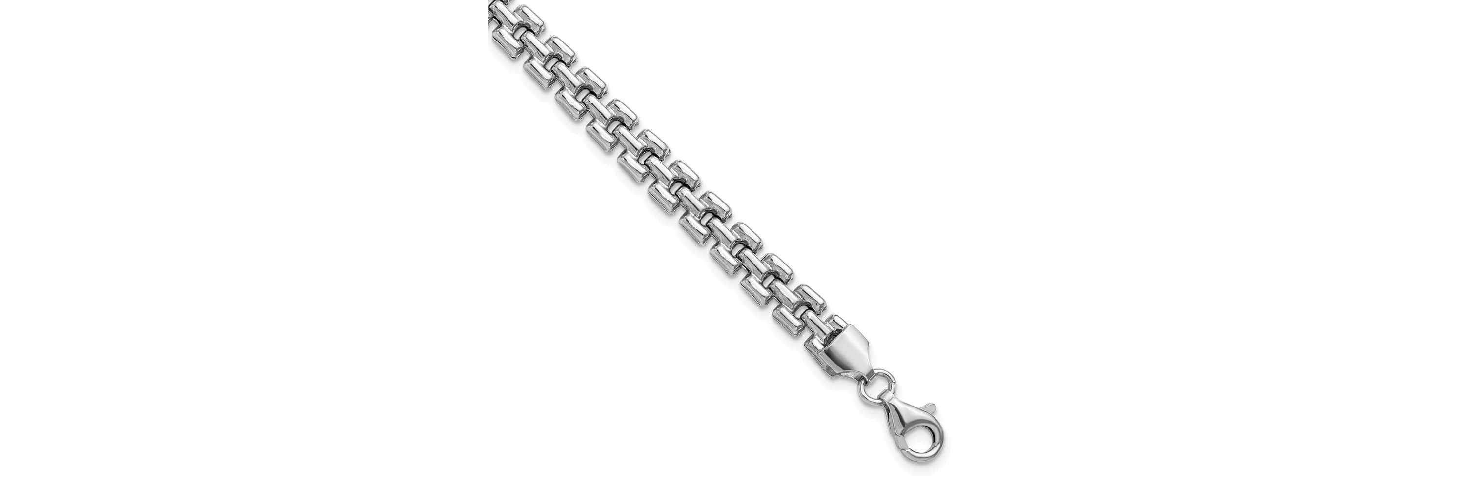 Sterling Silver Rhodium-plated Fancy Link Bracelet