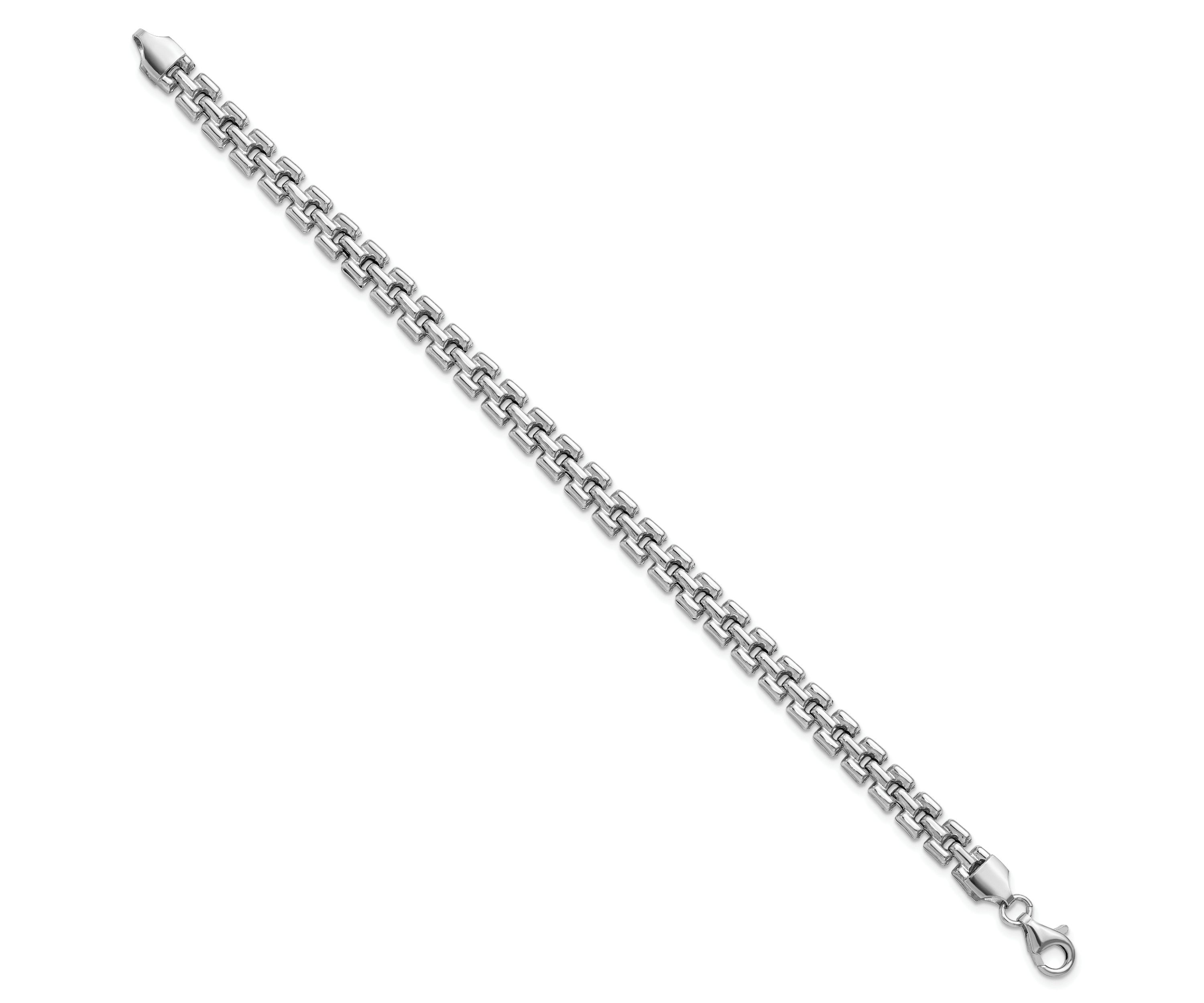 Sterling Silver Rhodium-plated Fancy Link Bracelet