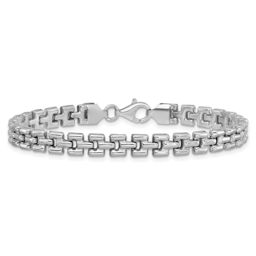 Sterling Silver Rhodium-plated Fancy Link Bracelet