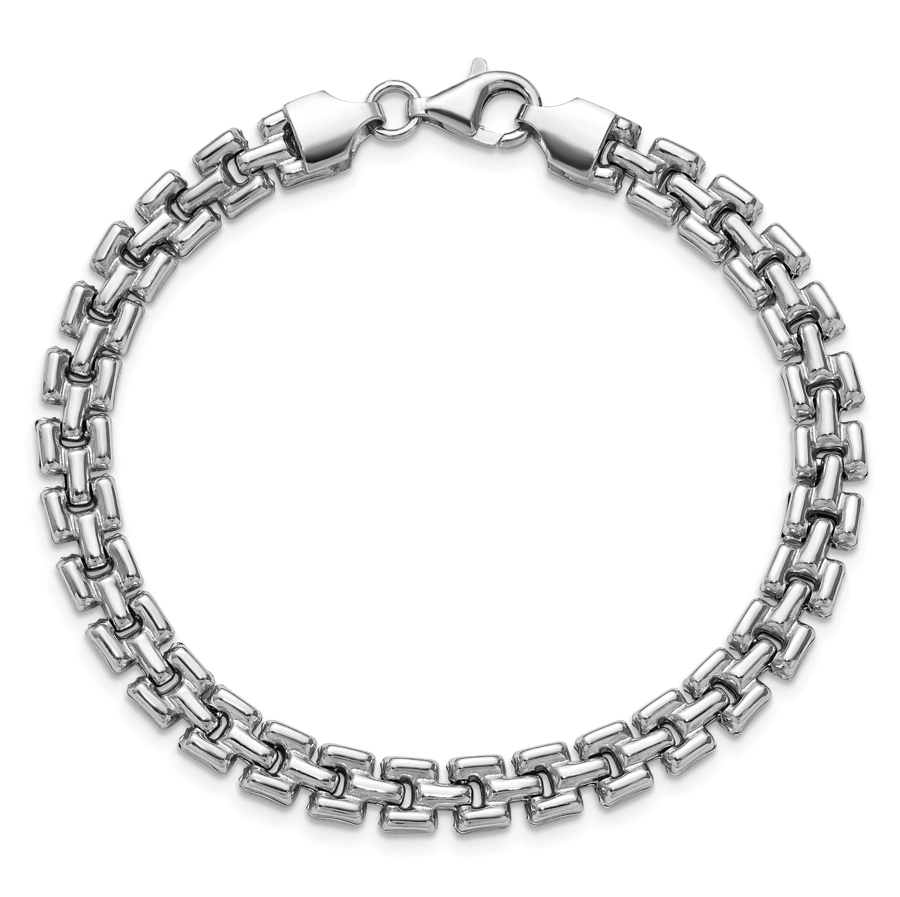 Sterling Silver Rhodium-plated Fancy Link Bracelet