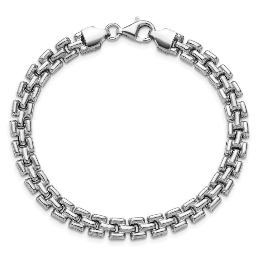 Sterling Silver Rhodium-plated Fancy Link Bracelet