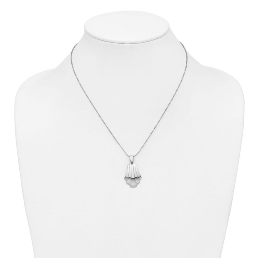Sterling Silver Rhodium-plated Polished Fancy Pendant on Beaded Necklace