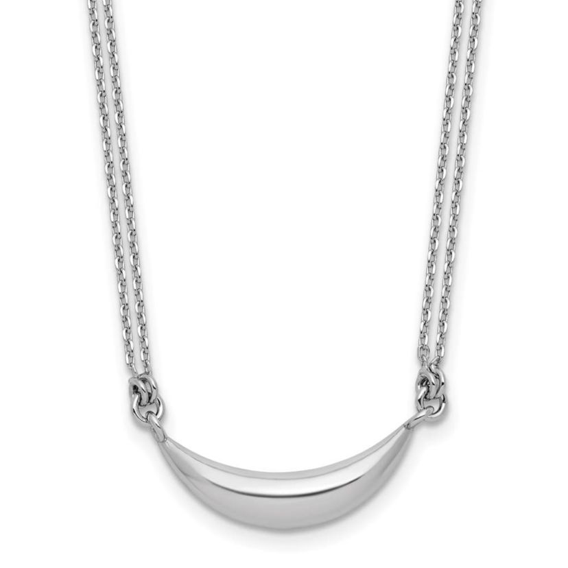 Sterling Silver Rhodium-plated Curved Bar 2-Strand with 2" Extender Necklace