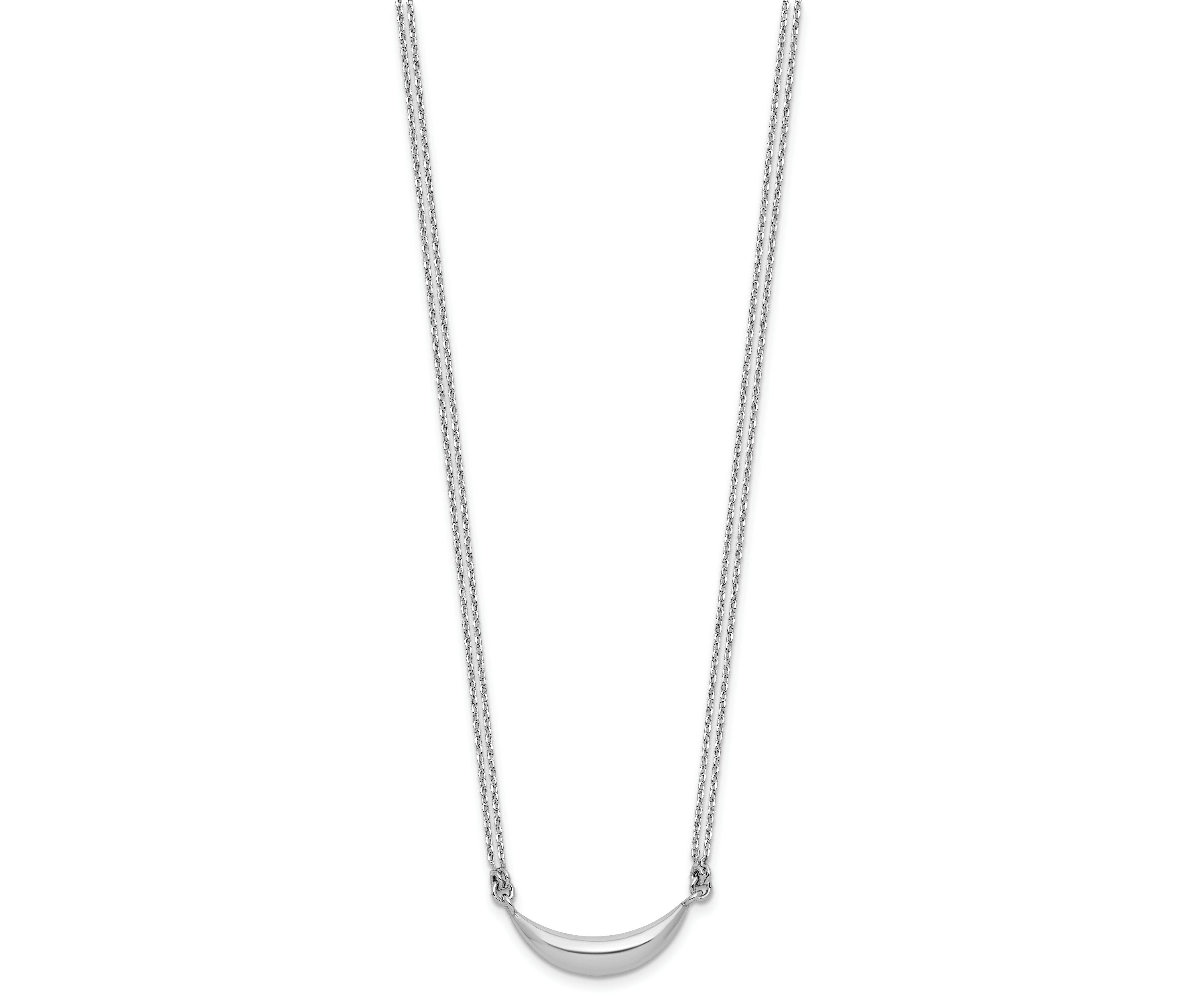 Sterling Silver Rhodium-plated Curved Bar 2-Strand with 2" Extender Necklace