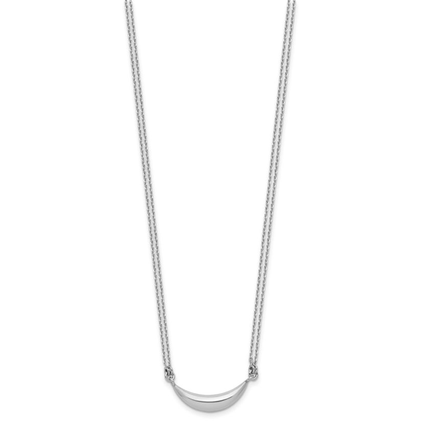 Sterling Silver Rhodium-plated Curved Bar 2-Strand with 2" Extender Necklace