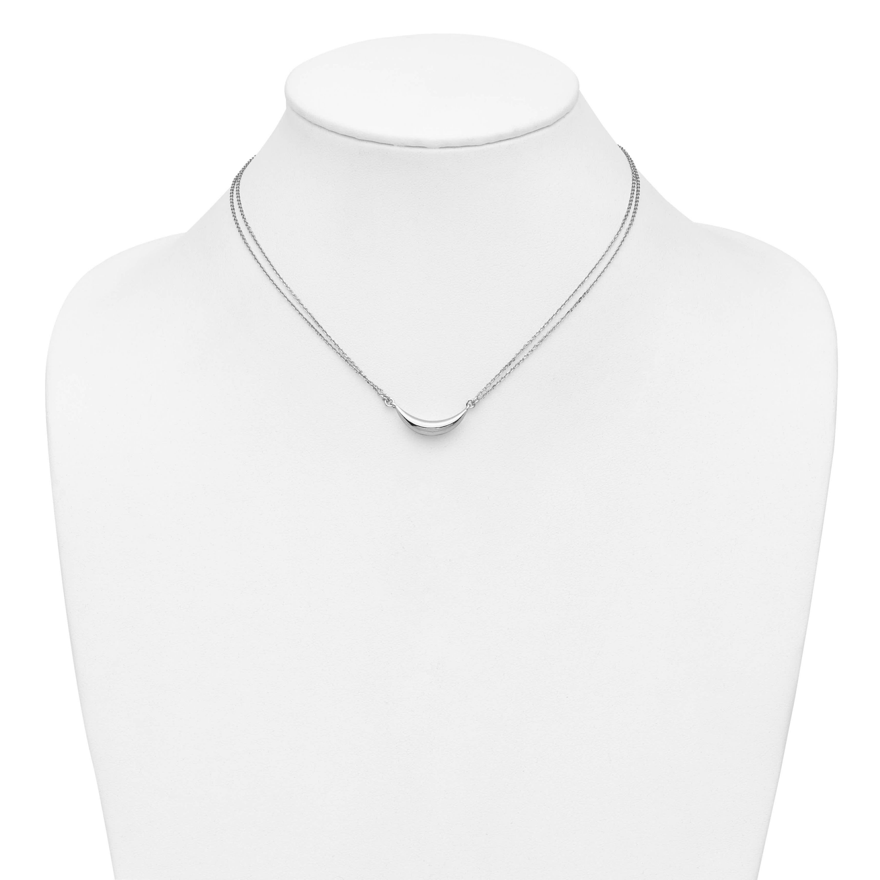 Sterling Silver Rhodium-plated Curved Bar 2-Strand with 2" Extender Necklace