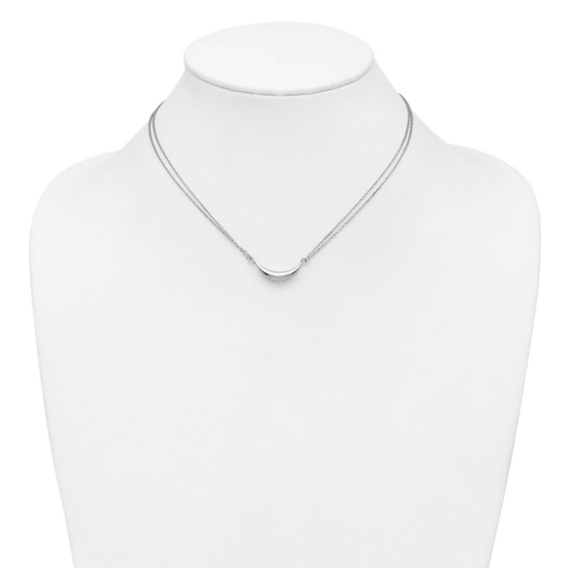 Sterling Silver Rhodium-plated Curved Bar 2-Strand with 2" Extender Necklace