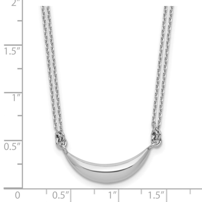 Sterling Silver Rhodium-plated Curved Bar 2-Strand with 2" Extender Necklace