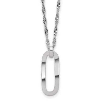Belk & Co Sterling Silver Rhodium-plated Oval Accent with 2" Extender Necklace