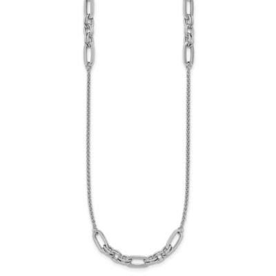 Belk & Co Sterling Silver Rhodium-plated Fancy Oval Station Links Necklace, White