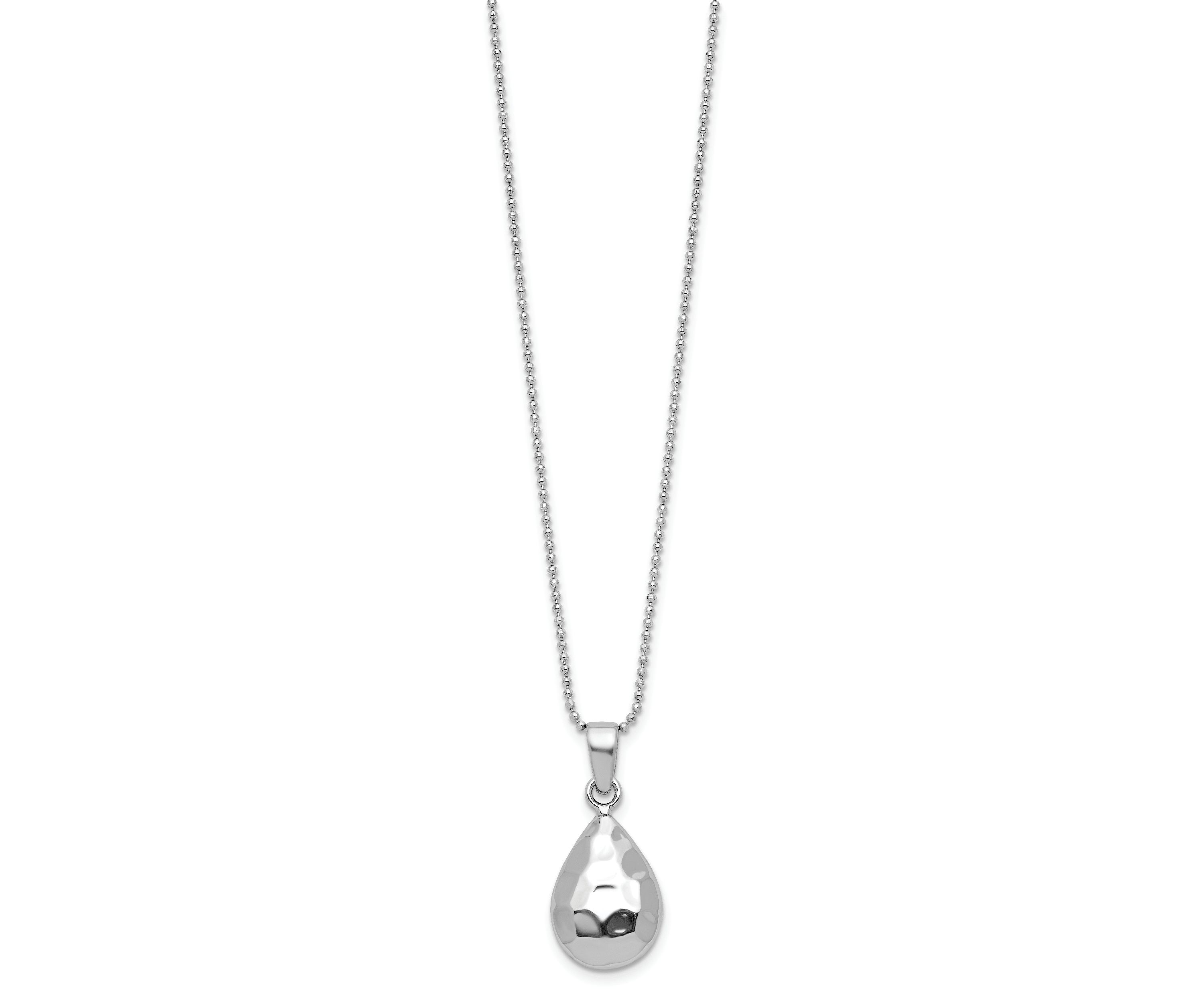 Sterling Silver Rhodium-plated Hammered Pendant Necklace