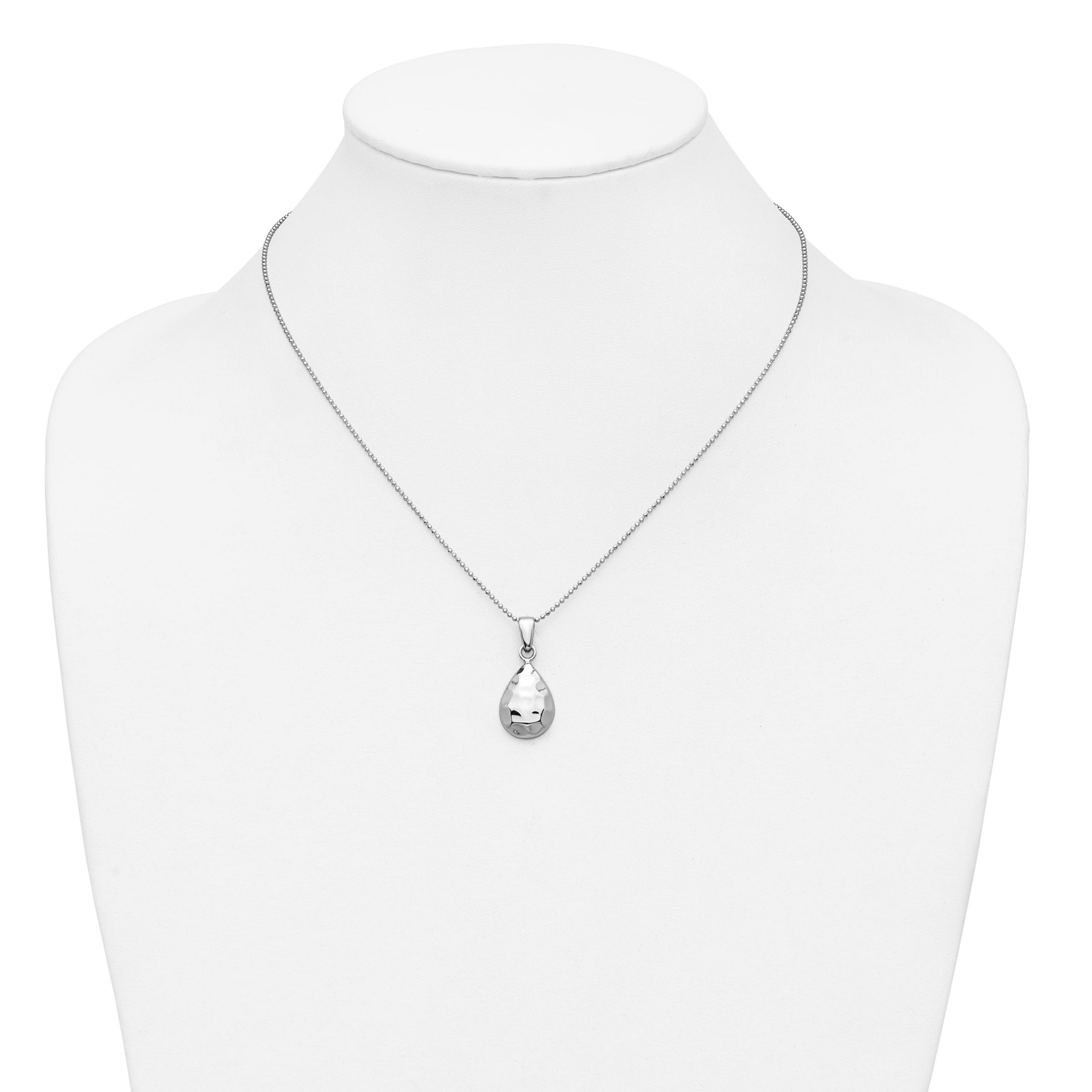Sterling Silver Rhodium-plated Hammered Pendant Necklace