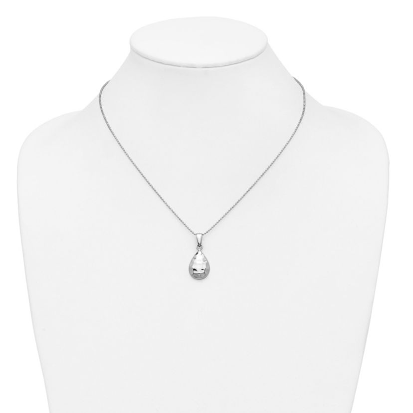 Sterling Silver Rhodium-plated Hammered Pendant Necklace