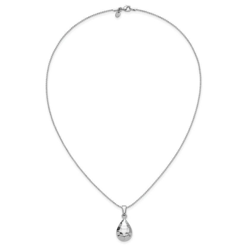 Sterling Silver Rhodium-plated Hammered Pendant Necklace