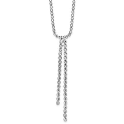 Belk & Co Sterling Silver Rhodium-plated Polished and Diamond-cut Drop with 2" Extender Necklace, White, 16