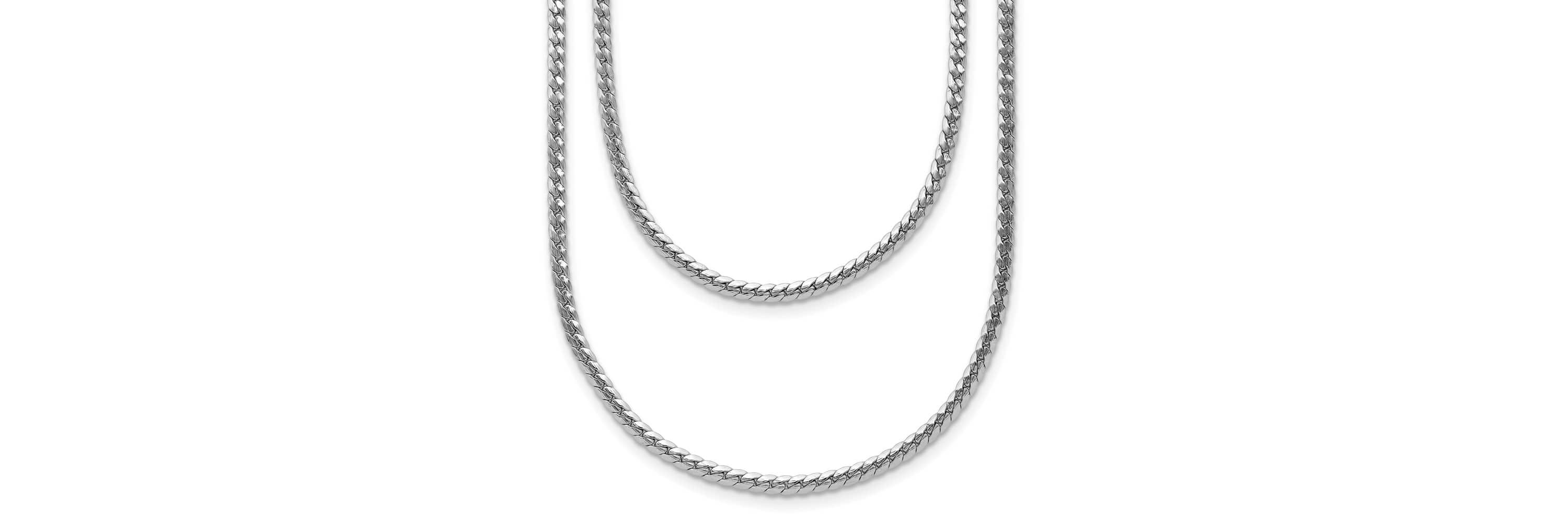 Sterling Silver Rhodium-plated Polished Fancy 2-strand with 2" Extender Necklace