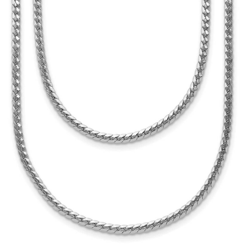 Sterling Silver Rhodium-plated Polished Fancy 2-strand with 2" Extender Necklace