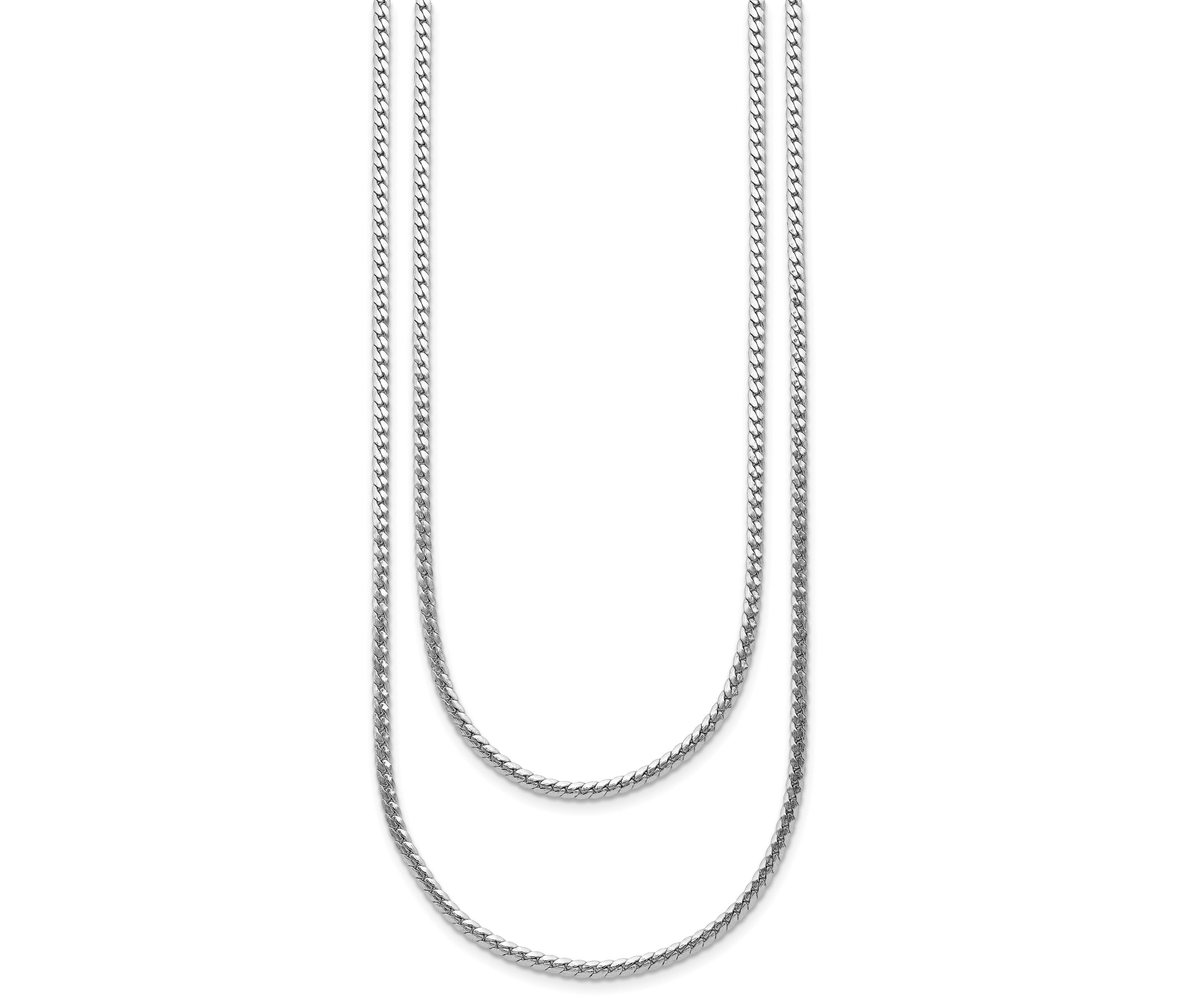 Sterling Silver Rhodium-plated Polished Fancy 2-strand with 2" Extender Necklace