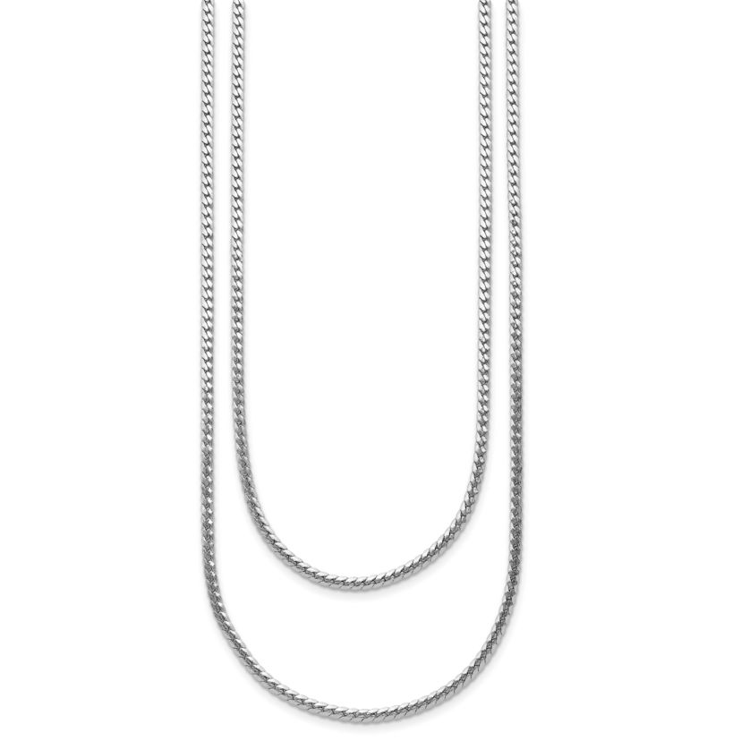 Sterling Silver Rhodium-plated Polished Fancy 2-strand with 2" Extender Necklace