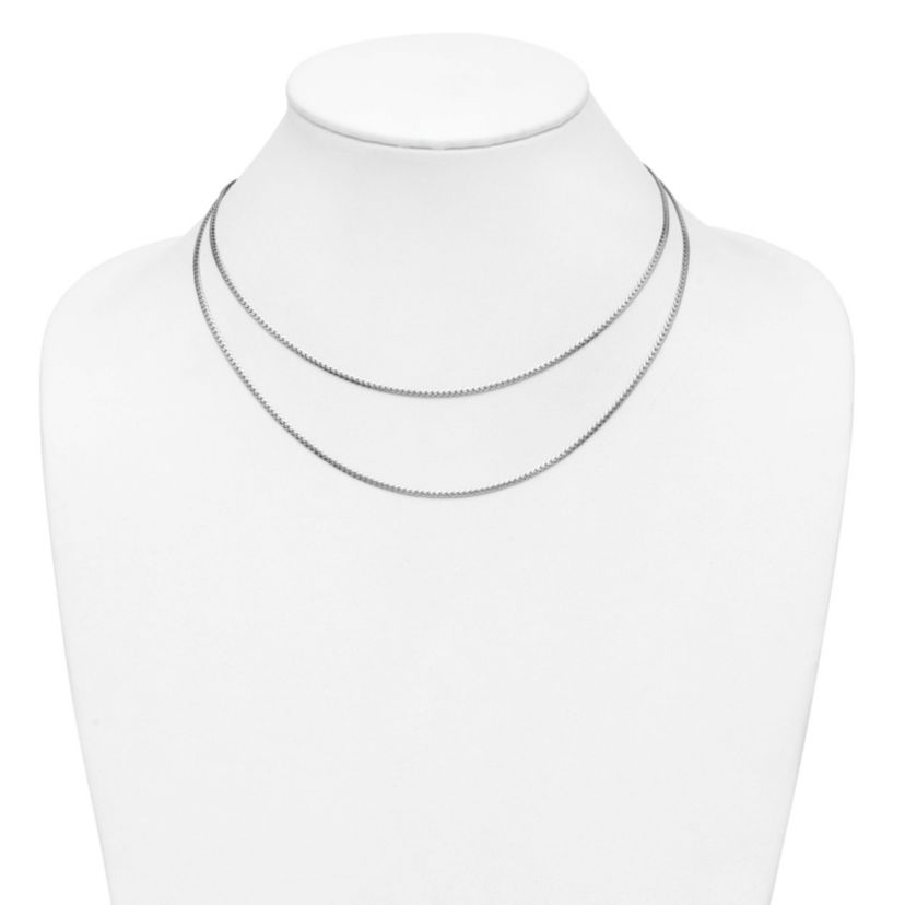 Sterling Silver Rhodium-plated Polished Fancy 2-strand with 2" Extender Necklace