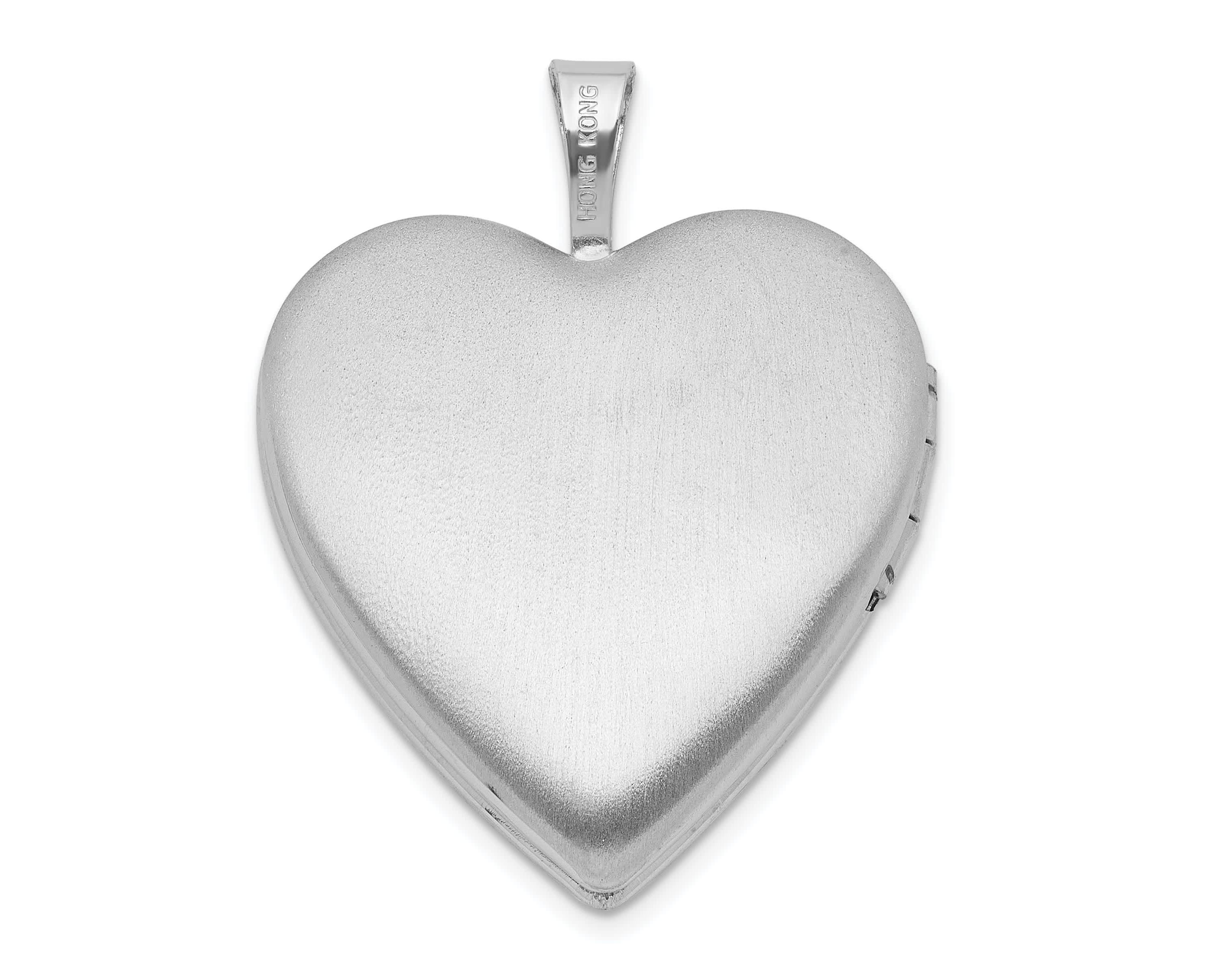 Sterling Silver Rhodium-plated Epoxy 20mm Floral Mom Heart Locket