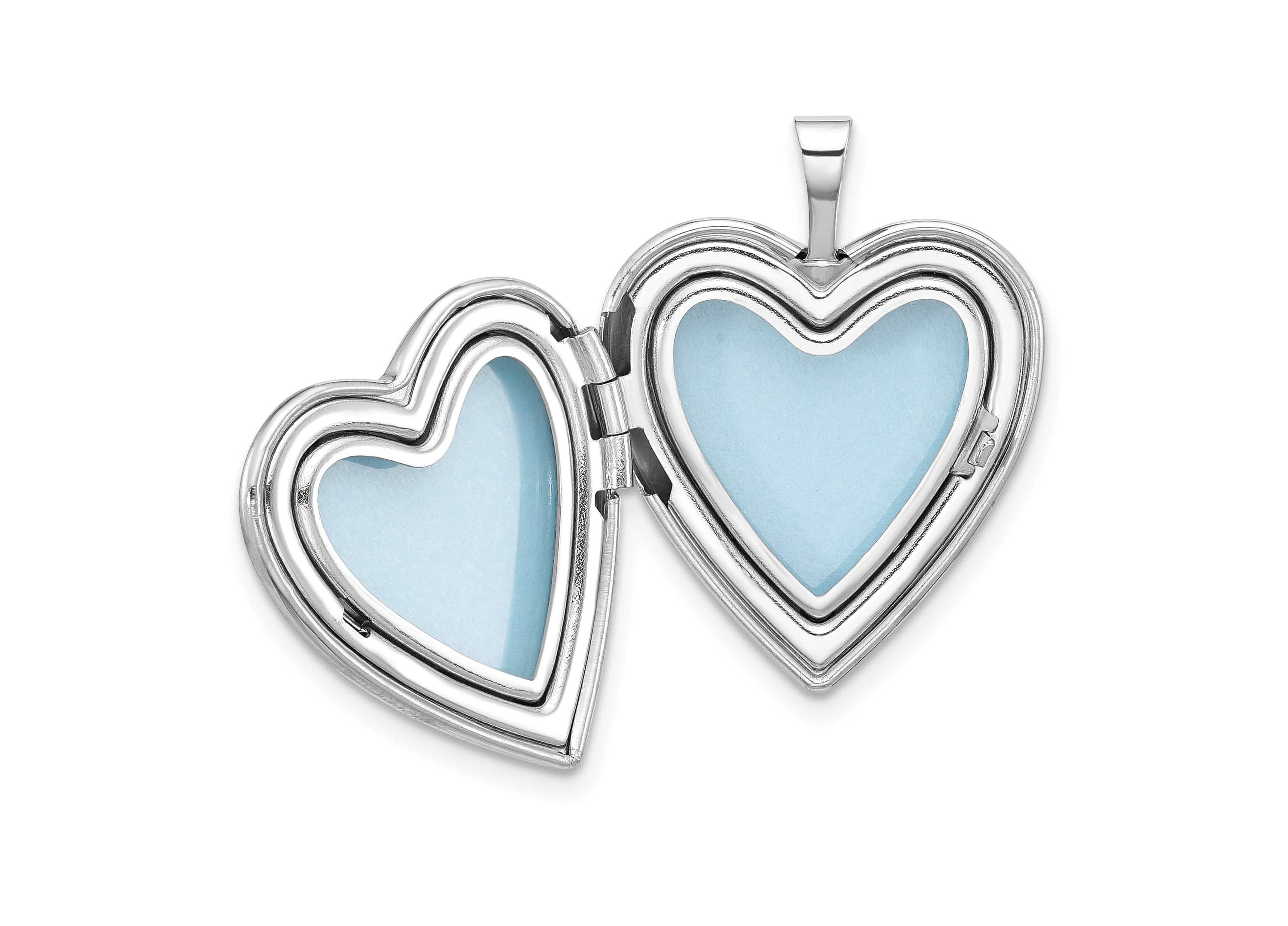Sterling Silver Rhodium-plated Epoxy 20mm Floral Mom Heart Locket