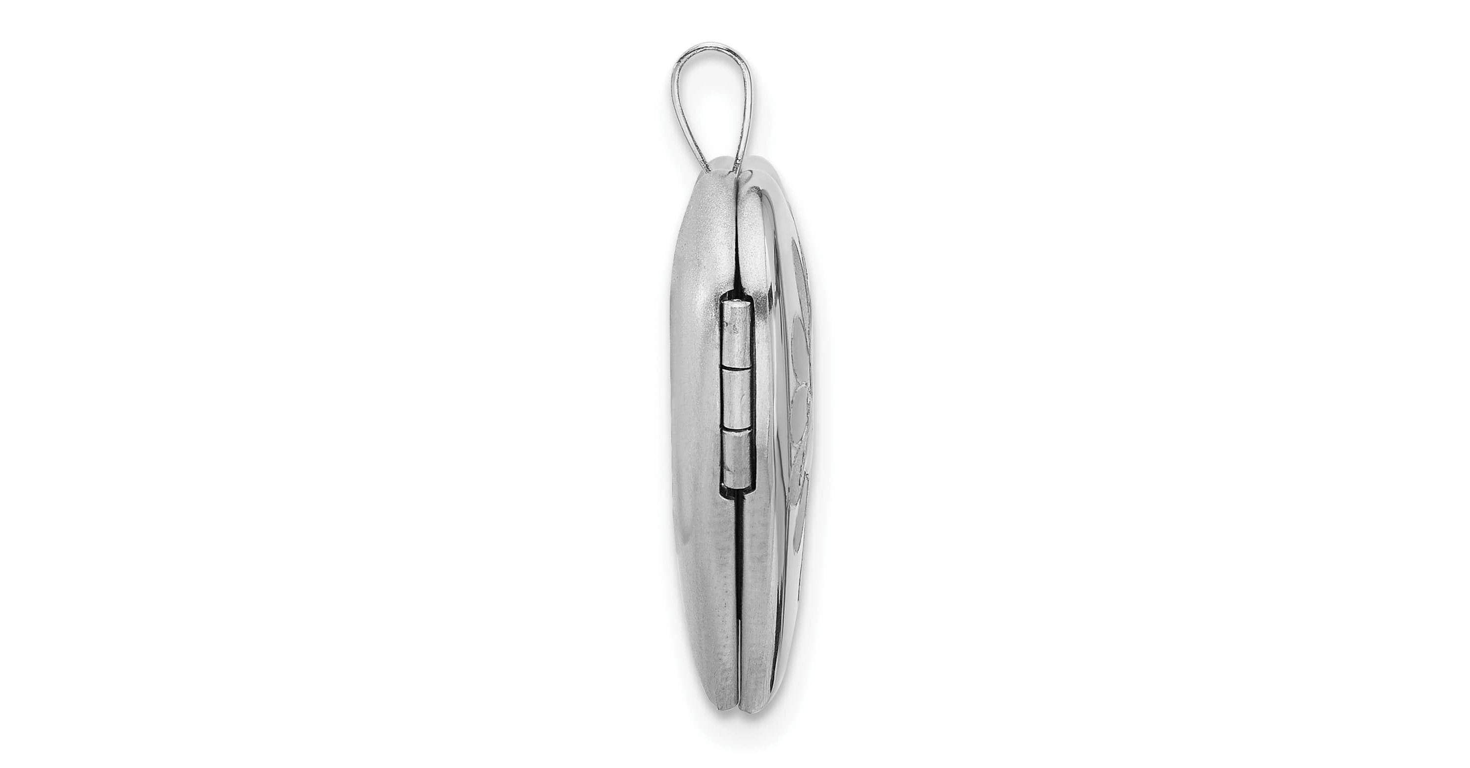 Sterling Silver Rhodium-plated Polished and Satin Epoxy 20mm Butterfly Heart Locket