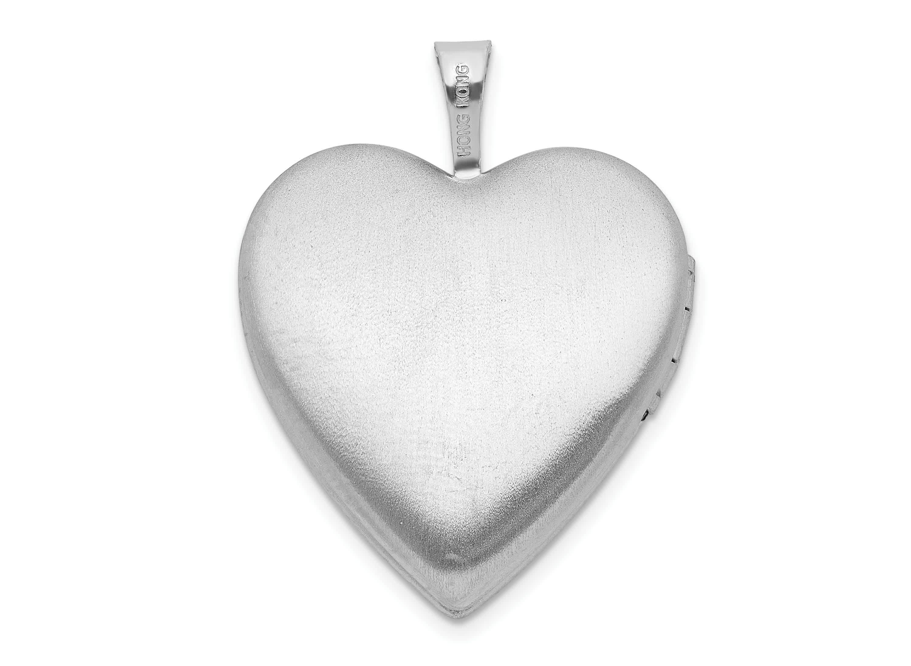 Sterling Silver Rhodium-plated Polished and Satin Epoxy 20mm Butterfly Heart Locket