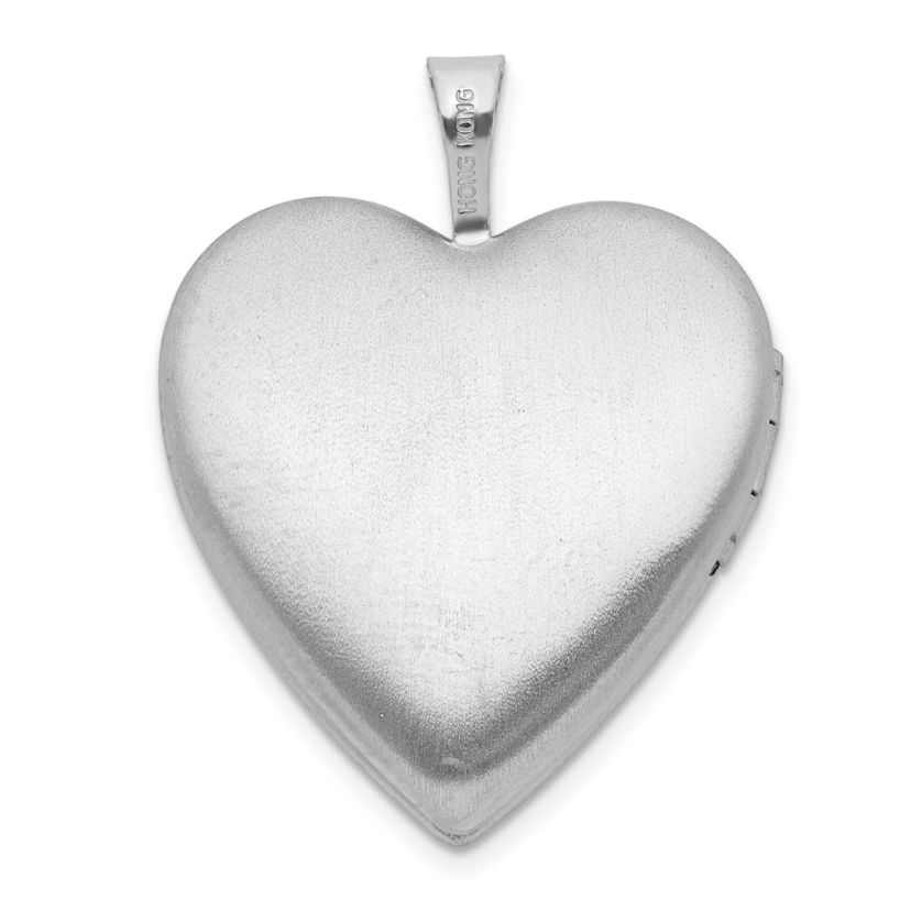 Sterling Silver Rhodium-plated Polished and Satin Epoxy 20mm Butterfly Heart Locket