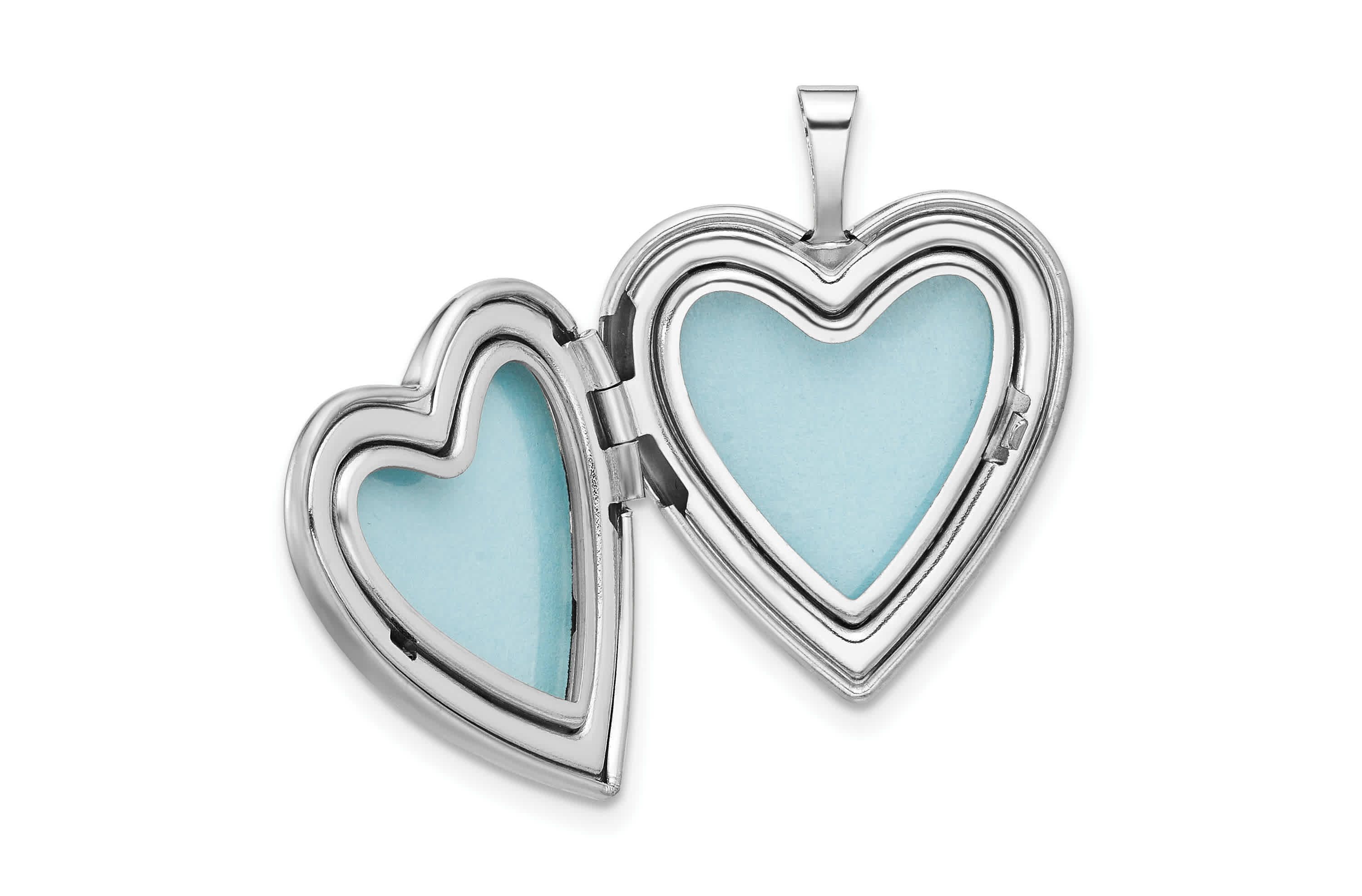 Sterling Silver Rhodium-plated Polished and Satin Epoxy 20mm Butterfly Heart Locket