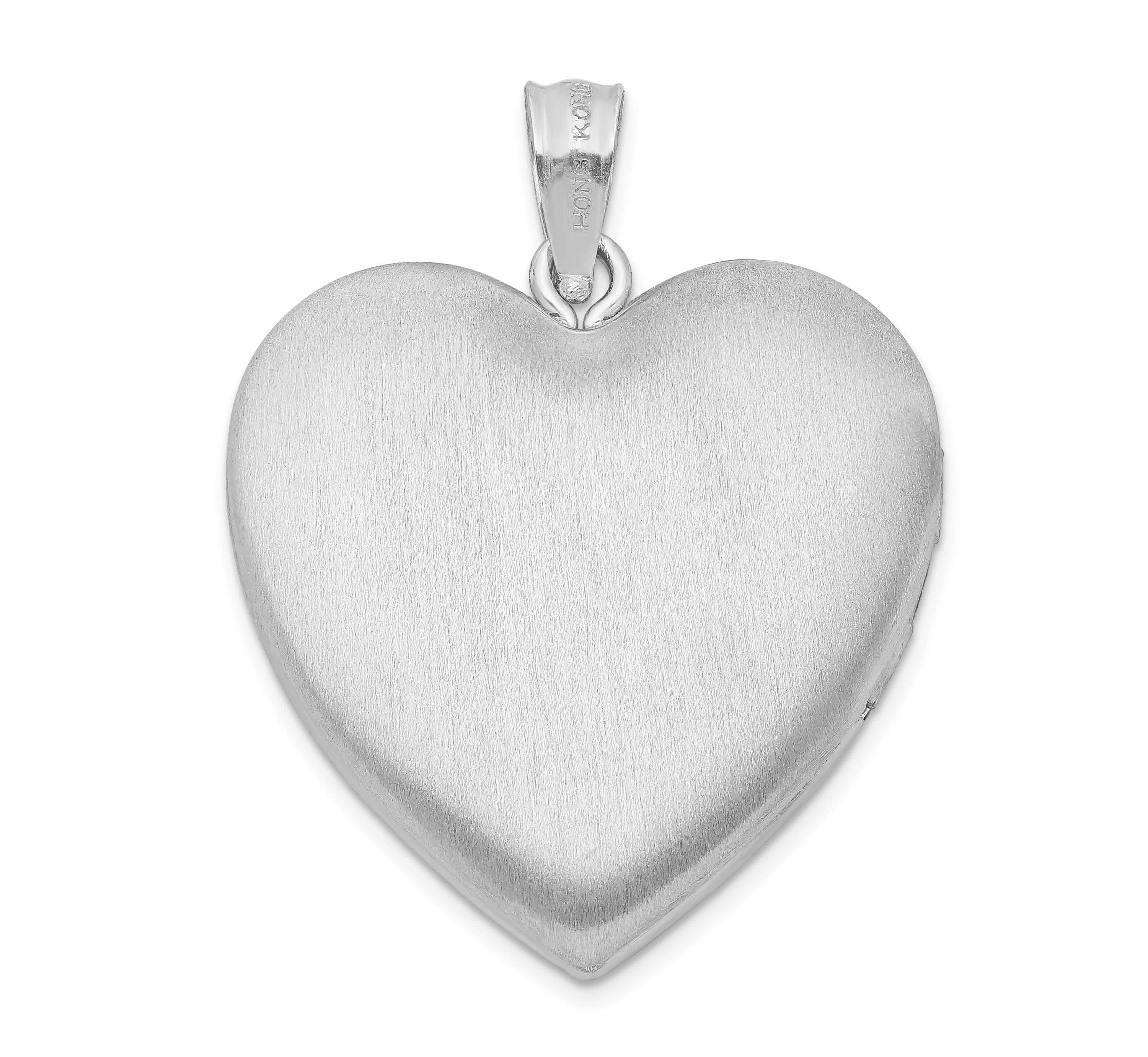 Sterling Silver Rhodium-plated 24mm Enameled Floral Border Heart Locket