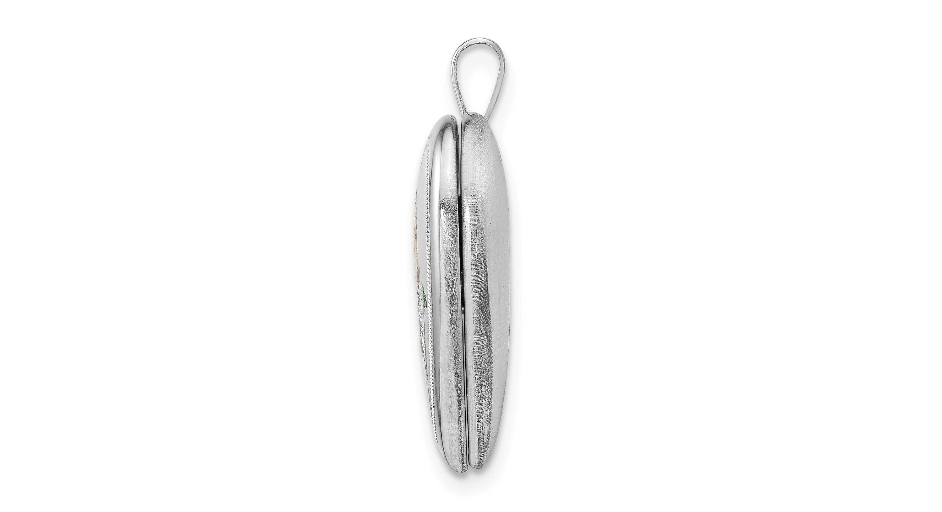 Sterling Silver Rhodium-plated 20mm Enameled Butterfly Heart Locket