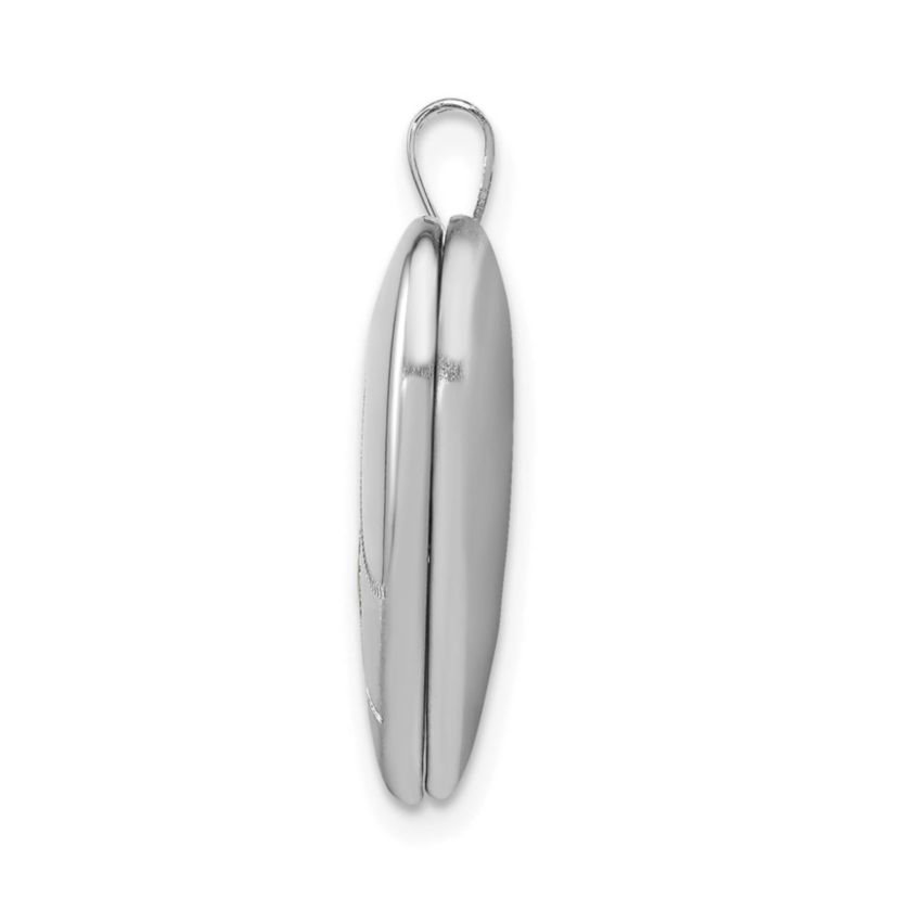 Sterling Silver Rhodium-plated 20mm Satin, Enamel, Diamond-cut Floral Heart Locket