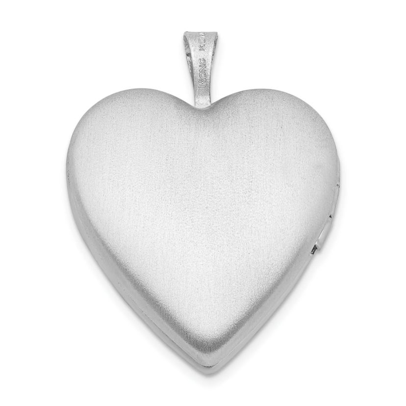 Sterling Silver Rhodium-plated 20mm Satin, Enamel, Diamond-cut Floral Heart Locket