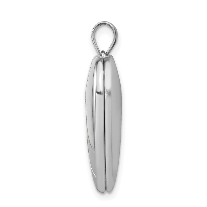 Sterling Silver Rhodium-plated 24mm Satin Enameled and Diamond-cut Rose Locket
