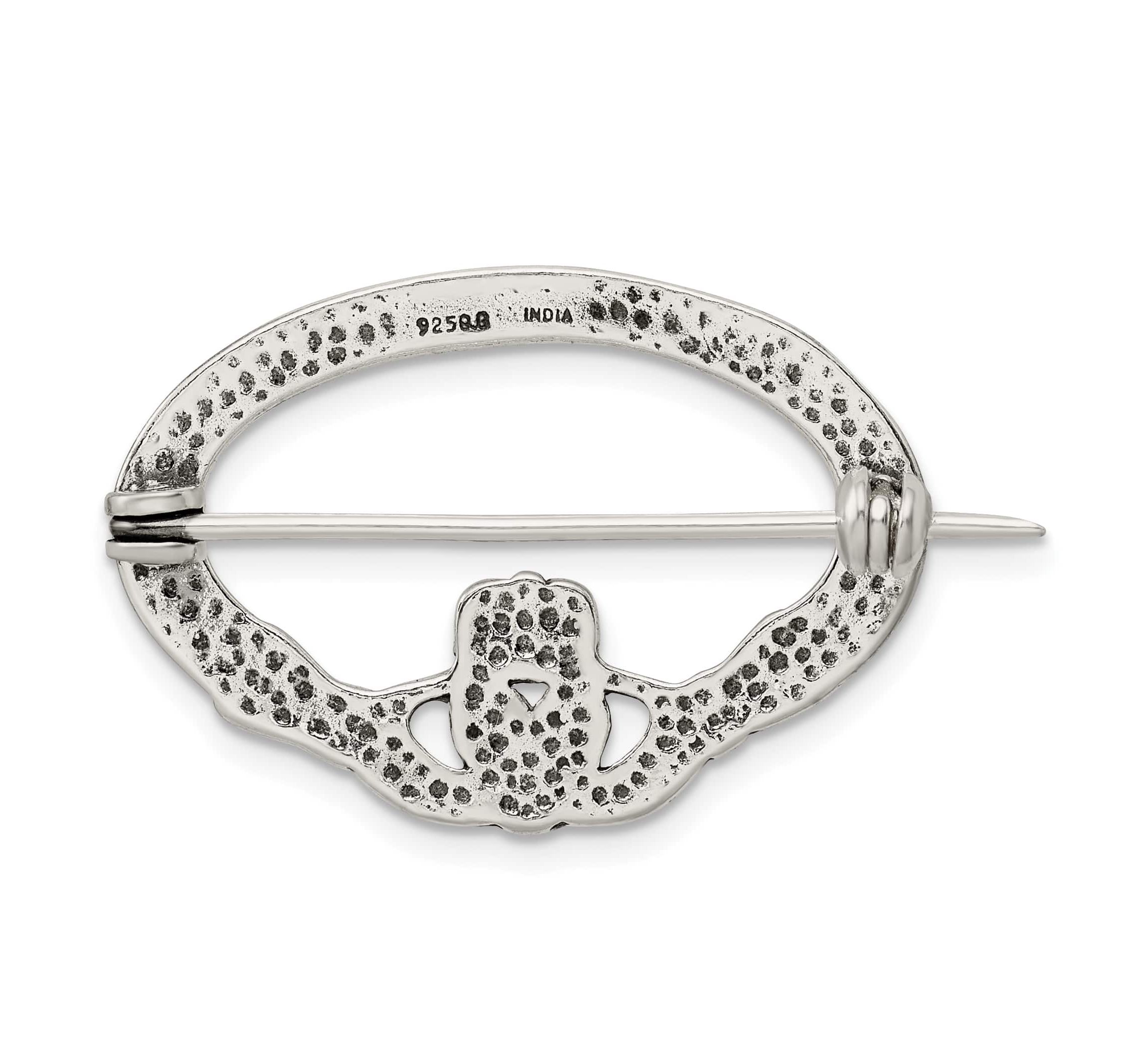 Sterling Silver Antiqued Claddagh Pin